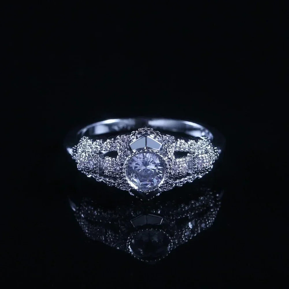 ▶Silver Plated Wedding engagement Ring for Women, F115 - Picture 6 of 6